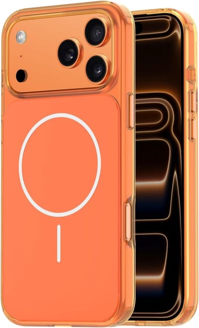 Compatibele iPhone 17 Pro Hoes met MagSafe, Anti-Vergeling en Militaire Bescherming, Robuuste Oranje Case voor Optimale Veiligheid