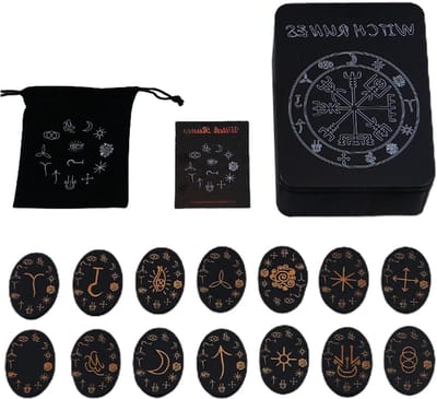 Heksen Runen Kit - Houten Stenen Set - Spirituele Begeleiding - Compleet met Gids