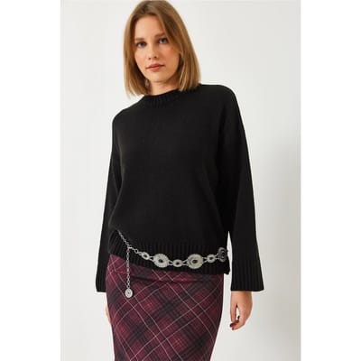 Relaxed Fit Ronde Hals Geribbelde Trui