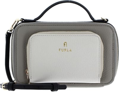 FURLA Leren Schoudertas Handtas Camelia Mini Crossbody Marmo c + Marshmallow + Nero Taupe