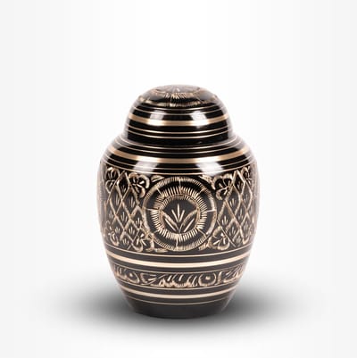 Messing Urn Middel 850 ml Zwart Goudkleurig - Urn voor Menselijke As - Crematie Urn voor As Volwassenen - Dieren Urn voor As Crematie - Urn Hond - Urn Kat