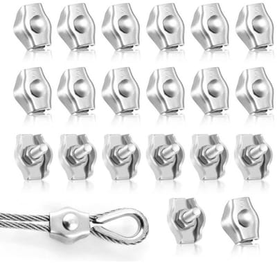 20 Stuks 2 mm Kabelclips van RVS 304 voor Kabels, Touwen en Kledinglijnen, Ideaal voor Bevestigen en Organiseren