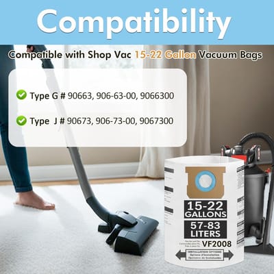 Vacuümzakken - Stofzuigerzakken - Werkplaats Reinigen - Efficiënte Filtratie - 15 Stuks 22 Gallon - Wit