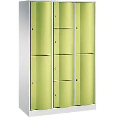 C+P combikast Resisto, 3 vakken, 8 vakken, B 1148 x D 540 x H 1950 mm, lichtgrijs/kleedgroen