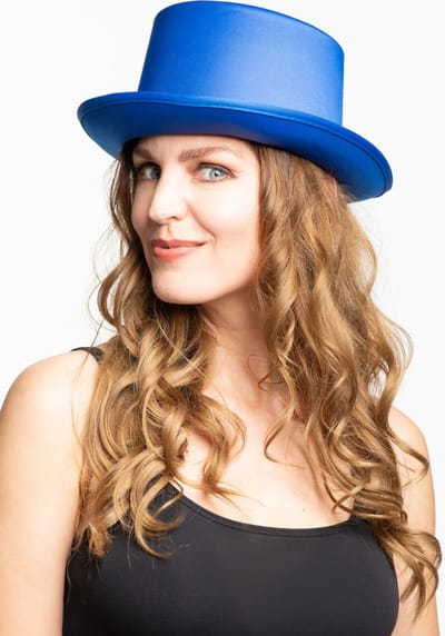 Partychimp Hoed Satijn Carnaval Accessoires voor bij Carnavalskleding Dames Carnavalskleding Heren Verkleedkleren Volwassenen - Blauw - One-size