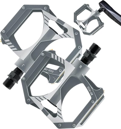 Fietspedalen Plat - Fietsaccessoires - Fietsen Onderdelen - Dubbel Verzegeld Lager - 105 x 6 x 18 cm - Grijs