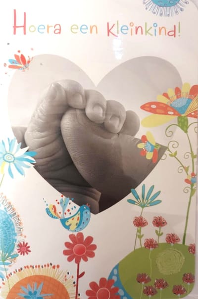 Luxe Wenskaart Geboorte Kleinkind - Kleinzoon - Kleindochter - Art of Cards - 11,5x17cm - Dubbele Kaart - Met Envelop - Luxe Wens Kaart - Greeting Card - 1 Stuks - In Folie - 213375 - Birth Granchild - Naissance d'un Petit-Enfant - Gratis Verzonden