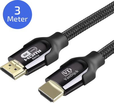 VanDijck Premium HDMI kabel 2.1 - 3 meter - 4K 120Hz - 8K 60Hz - Zwart