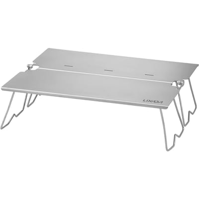 Table de camping pliable et légère en titane pour barbecue, table de barbecue pliable pour feu de camp, parfaite pour une aventure en plein air white