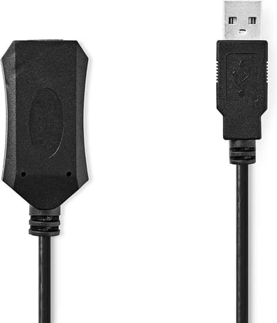 Nedis Actieve USB-Kabel - USB 2.0 - USB-A Male - USB-A Female - 480 Mbps - 5.00 m - Rond - Vernikkeld - PVC - Koper - Envelop