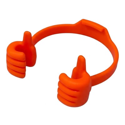 Oranje telefoon houder standaard dames en heren – creatieve bureau telefoon houder met duimen ontwerp – compacte kunststof telefoon standaard