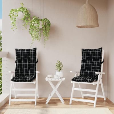 Stoelkussens Hoge Rug - Tuinstoel Kussens - Buiten Zitten - Waterdicht Oxford - 2 Stuks - Zwart