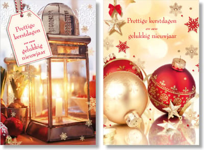 MGPcards - 2 doosjes à 10 Luxe dubbele wenskaarten - Kerst/Nieuwjaar - Foliebewerking - Witte envelop - 10.5 x 16 cm - 2 Motieven per doosje