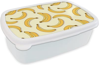 Broodtrommel Wit - Lunchbox - Brooddoos - Fruit - Design - Banaan - 18x12x6 cm - Volwassenen