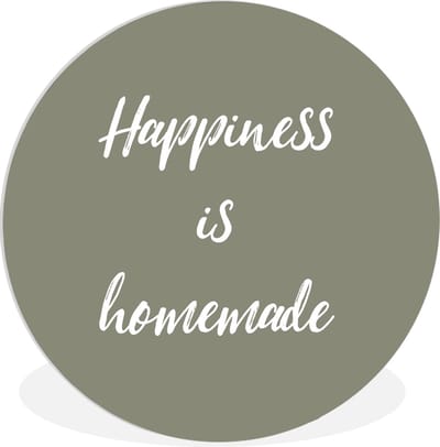 WallCircle® Wandcirkel 140x140 cm - Muurcirkel Quotes - Happiness is homemade - Spreuken - Geluk - Muurdecoratie woonkamer - Wanddecoratie slaapkamer - Kamer decoratie accessoires - Ronde schilderijen