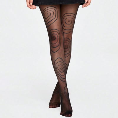 1 Bas en Soie Imprimé Cercle, Mode et Sexy, Bas en Soie Anti-Accroc Collant pour Femme 15-20Y