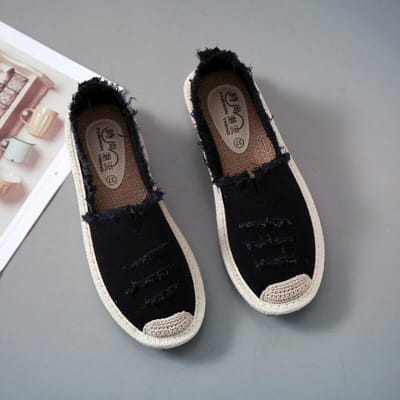 Vrouwen flats schoenen instapper dames canvas luie loafers ademende espadrilles lente herfst schoenen 38 zwart