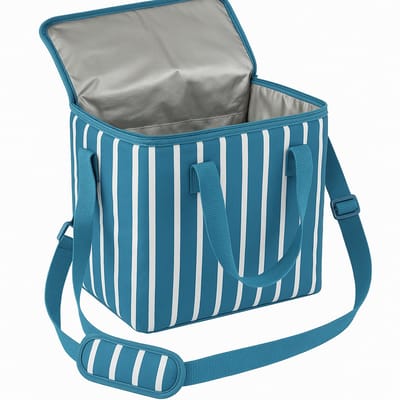 Keep it Cool – Compacte Koeltas 11 Liter – 30 × 15 × 25 cm – Met Handvatten en Verstelbare Schouderriem – Blauw met Wit