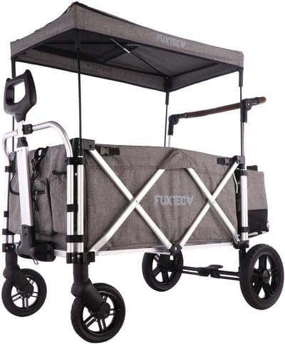 Luxe Opvouwbare Bolderkar - Ideaal voor Kinderen - Tuin en Outdoor Transport met Afneembare Zonneklep