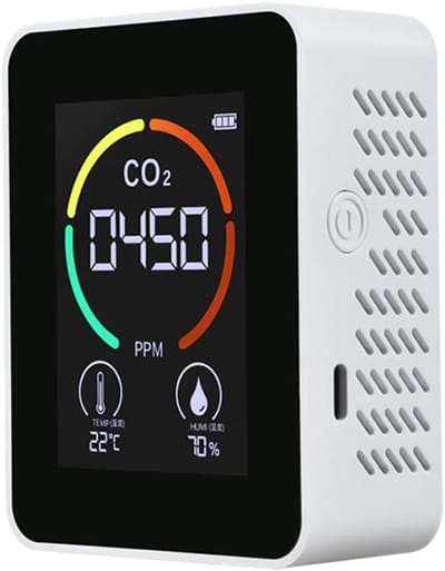 Luchtkwaliteit Monitor - CO2 Meter - Omgeving Analyseren - Elektrochemische Module - Compact Formaat - Wit