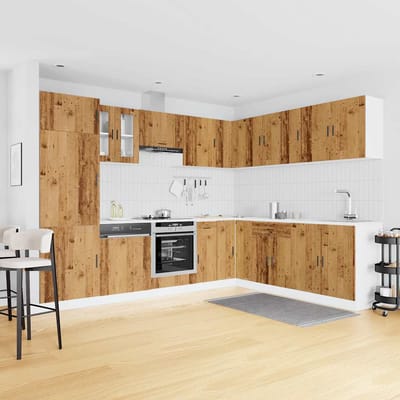 vidaXL - 14-delige - Keukenkastenset - Porto - bewerkt - hout - oud - houtkleurig