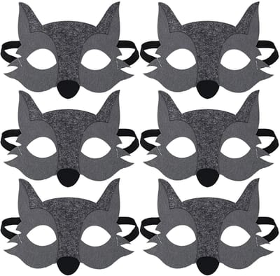 Dailygoods- Wolf-maskers 6 stuks - Dierenmaskers - Vilten Maskers - Cosplay - Verjaardagsfeesten - Geschikt voor kinderen
