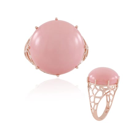 Cavill - Elegante Zilveren Ring met Roze Opaal 10,8 ct - 925 Sterling Zilver Roségoud Verguld - Filigraan Cabochon Ring - Pastelkleurige Sieraden