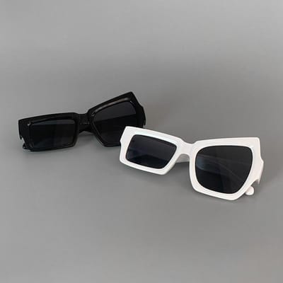 1 2 stuks Mode Onregelmatige Vierkante Zonnebril Grappige Feest Asymmetrische Zonnebril Mannen Merk Persoonlijkheid Zwarte Hip hop Bril gray
