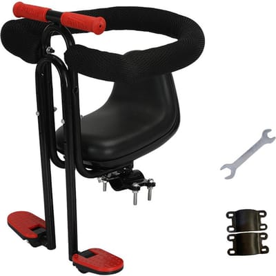 Siège de vélo pour enfants monté à l'avant, siège de vélo sûr pour enfants avec clôture et repose-pieds pour enfants