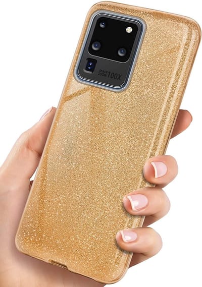 Backcover Hoesje Geschikt voor: Samsung Galaxy S20 Ultra Glitters Siliconen TPU Case Goud - BlingBling Cover