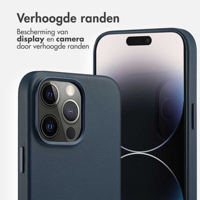 Accezz Hoesje - Geschikt voor iPhone 14 Pro Max - geschikt voor MagSafe Leather Backcover - Nightfall Blue