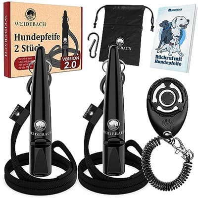 Verbeterde hondenfluitjes set 2.0 met clicker, lekkernijzak en trainingsgids