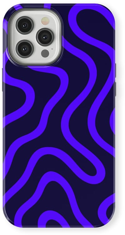 DripCase Curvy Lines Hoesje geschikt voor iPhone 12 Pro | Backcover met Mag | Design Tough Case geschikt voor iPhone 12 Pro Electric Dusk
