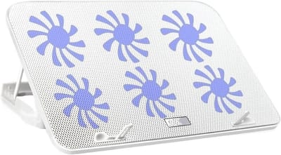 Laptop Koeler - Notebook Ventilator - Oververhitting Voorkomen - Zes Verstelbare Fans - Tot 18 Inch - Wit