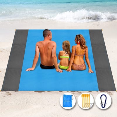Dailygoods- Strandlaken Zandbestendig 250x200cm - Waterdicht Strandmat - Extra Groot voor 5-8 Personen - Lichtgewicht - Ademend Kussen - Ideaal voor Zomeractiviteiten