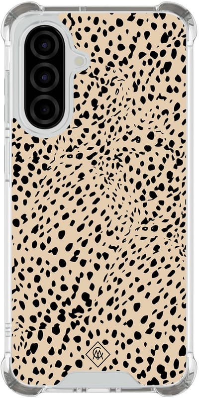 Casimoda® hoesje - Geschikt voor Samsung Galaxy A36 - Stippen bruin abstract - Shockproof case - Extra sterk - TPU/polycarbonaat - Bruin/beige, Transparant