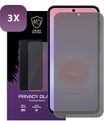 3-Pack MobyDefend Screenprotectors - Geschikt voor Samsung Galaxy A37 - HD Privacy Glass Screensavers
