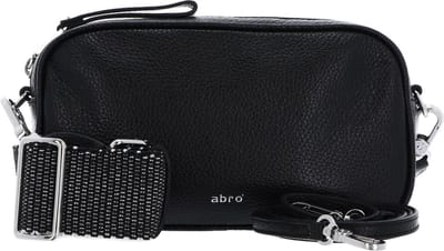 abro Leren Schoudertas Leather Shimmer Crossbody Bag Tina Black / Nickel Zwart