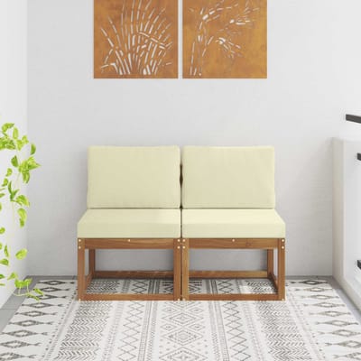 vidaXL - 2 - Stuk - Buiten - Midden - Sofa - Massief - Acacia - Hout