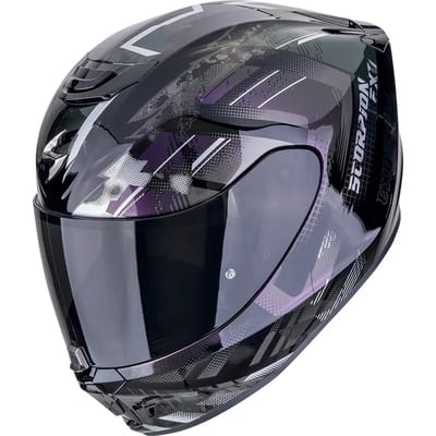 Scorpion Exo-391 Clutter black-chameleon - Maat XL - Integraal helm - Scooter helm - Motorhelm - Glans Zwart Grijs Paars - Scooterhelmen mannen en vrouwen.