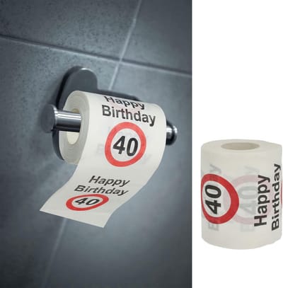 Toiletpapier "Happy Birthday" │40e verjaardag 24 meter 2-laags 180 gr/m² │ wc-papier met motief wc-papier (1 x toiletpapier 40)