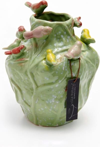 Vaas - Villa Pottery - Decoratie - Woondecoratie - Vogelvaas - Porselein - Waterdicht - Lieve 2_2 Green 12 Birds