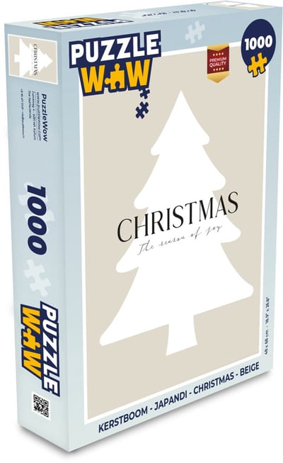 Puzzel Kerstboom - Japandi - Christmas - Beige - Legpuzzel - Puzzel 1000 stukjes volwassenen - Kerst - Cadeau - Kerstcadeau voor mannen, vrouwen en kinderen