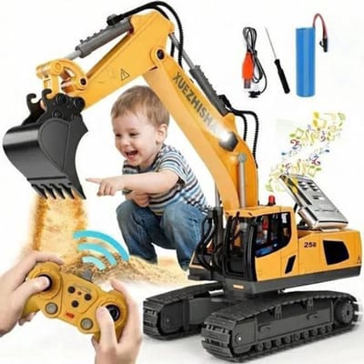 Sogiol®RC Graafmachine Speelgoed - Bestuurbare Graafmachine voor Kinderen & Zandbak - Vrachtwagen Voertuigen Afstandbestuurbaar - Tractor Buitenspeelgoed - Bestuurbaar Kraan Jongens Meisje - Afstandsbestuurbaar Elektrisch Robot Auto Afstandsbediening