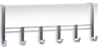 Zeller Kapstok - 2x - met 6 haken - zilver - metaal - 51 cm - deurhanger