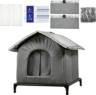 Koel Kattenhuis - Kattenkoeler Buiten - Huisdier Koelen - Opvouwbaar Ontwerp - 36x36x6 cm - Grijs