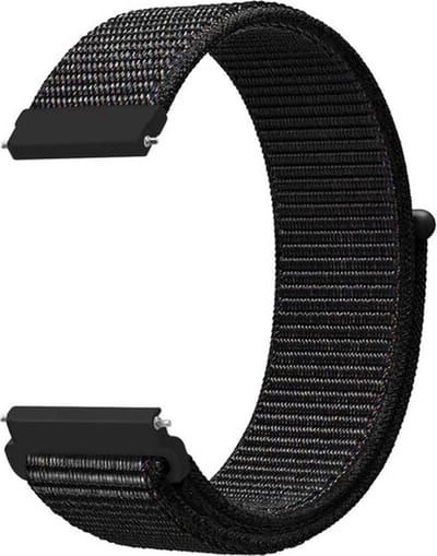By Qubix - Geschikt voor Garmin bandje - Sport Loop nylon bandje - Zwart gemêleerd - Geschikt voor Garmin Vivoactive 6 / 5 / 3 - Smartwatch bandje 20mm