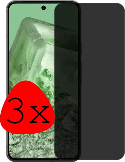 Screenprotector - 3 Stuks Geschikt voor Google Pixel 8 - Privacy Filter - Beschermglas - Gehard Glas - Tempered Glass - Screen Protector