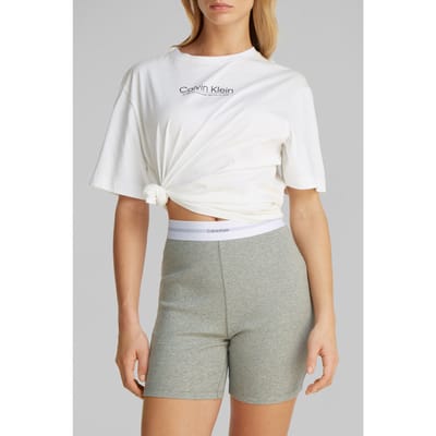 Calvin Klein Rib Bike Short Grey Heather Maat: XS | Outlet | Dames | Grijs