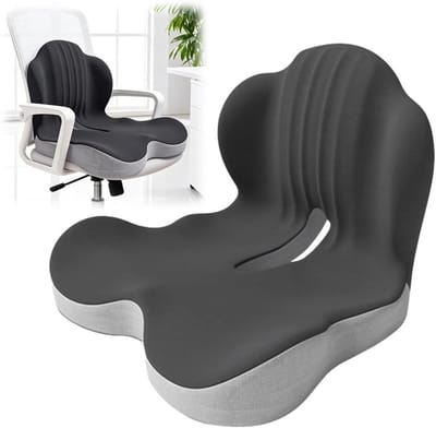Ergonomisch Zitkussen met Rugleuning van Traagschuim voor Bureaustoel, Auto en Rolstoel, Ideaal voor Lumbale Ondersteuning en Comfort tijdens Lange Ritjes